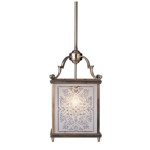 Square Lantern with Etched Glass