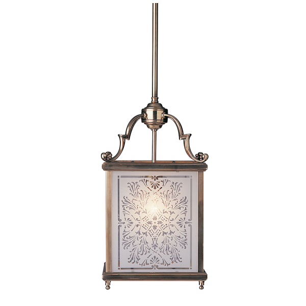 Square Lantern with Etched Glass
