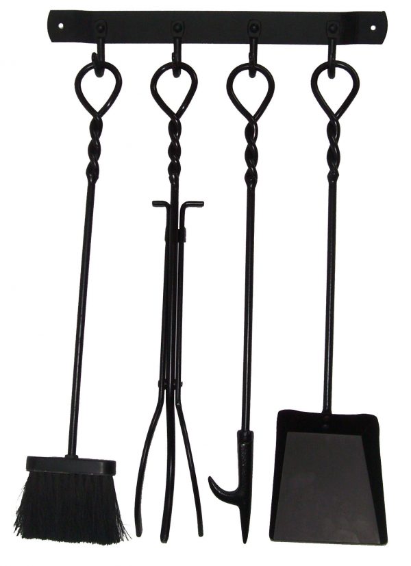 4 Piece Firetool Set - Wall Mounted