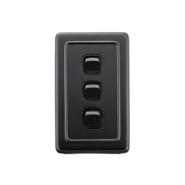 3 Gang Flat Plate Rocker Switches
