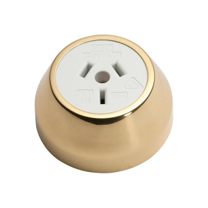 Federation Socket - White Socket with Polished Brass Cover