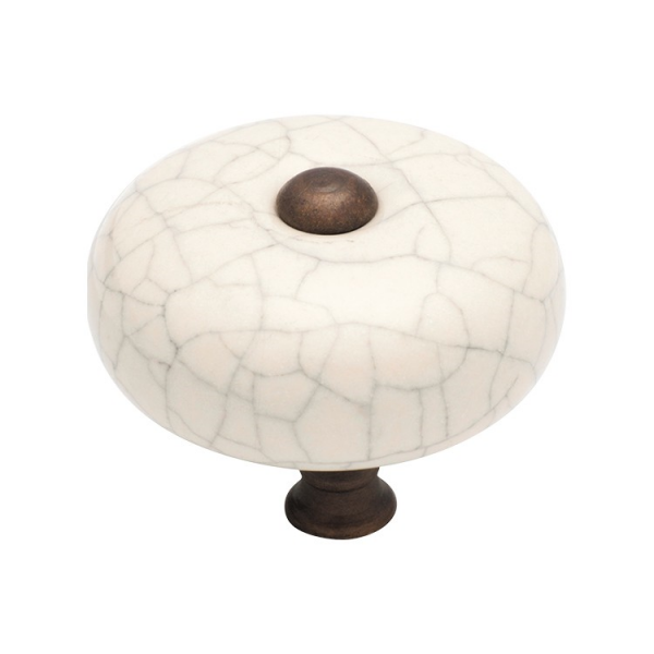 Crazed Ivory Porcelain Cupboard Knob