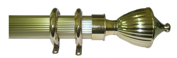 Designer Reeded Gold Rod with Gold Rings