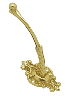 Gothic Style Hat & Coat Hook - Polished Brass