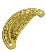 Ornate Drawer Pull - Polished Brass
