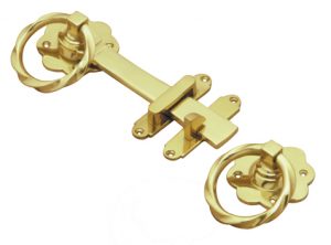 Gate Latch With Twisted Ring - Polished Brass