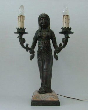Bronze Egyptian Lady Candelabra