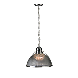Ribbed Dome Glass Shade with Metal Frame