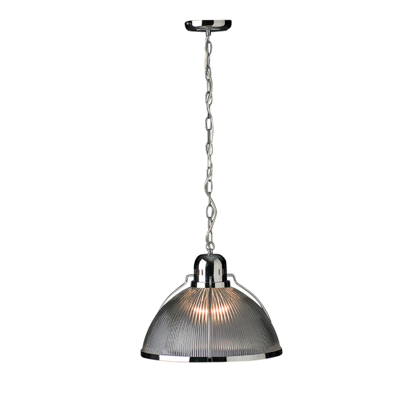Ribbed Dome Glass Shade with Metal Frame