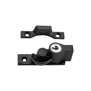 Key Operated Narrow Locking Sash Fastener - Matt Black