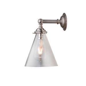 Wall Bracket with Clear Conical Glass Shade