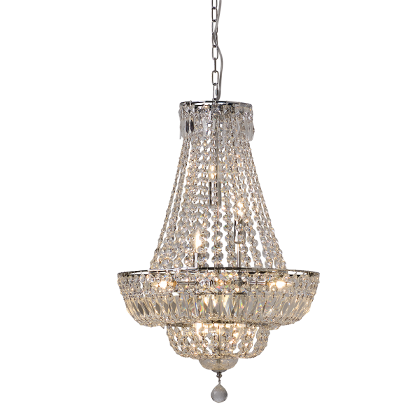 Lead Crystal Stepped Basket Chandelier