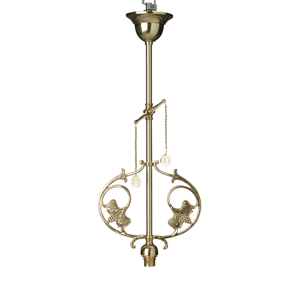 Brass Rod Suspension with Decorative Scroll & Gas Tap