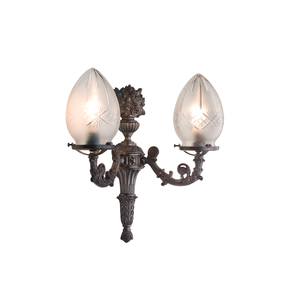 Italian 2 Arm Wall Bracket with Glass Shades